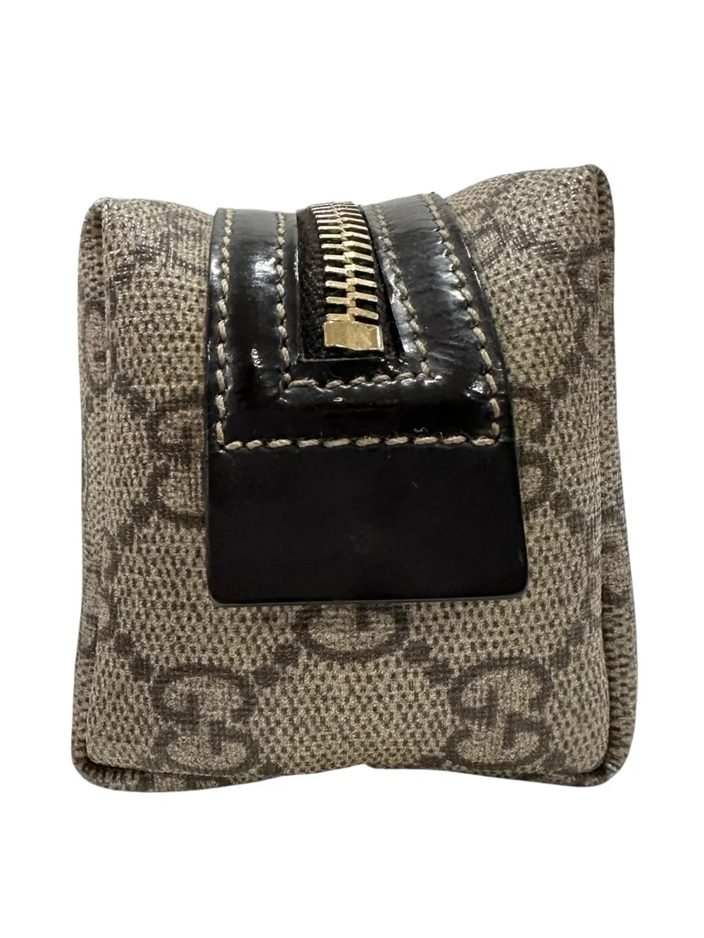 Gucci Tan GG Supreme Web Canvas with Roses Heart Tattoo Zippered Pouch